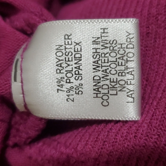 GIBSON Womens Fuchsia V-Neck Drop Shoulder Pullover Sweater-Hi-Lo Hem-EUC-Sz PXS - Picture 12 of 15